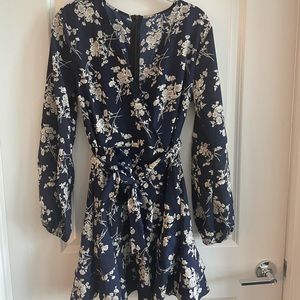 Navy floral detail dress